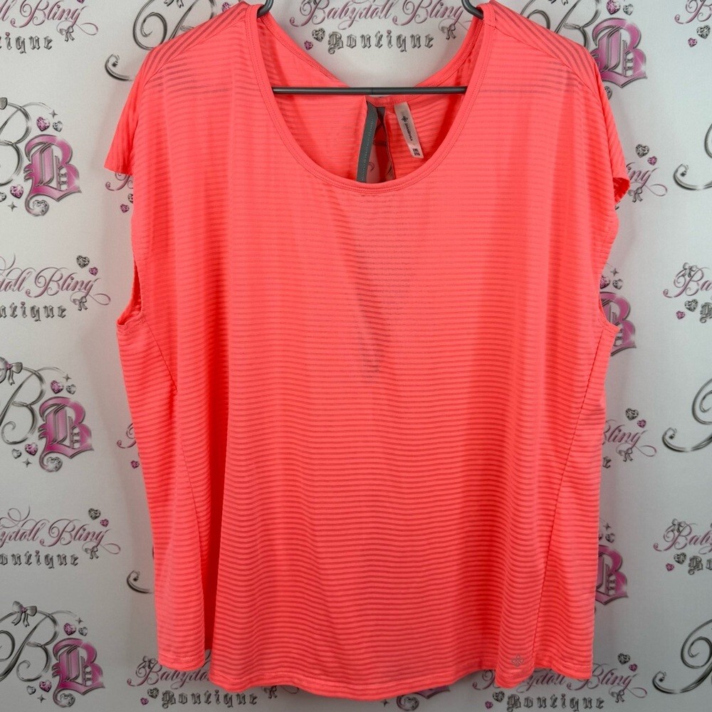 Shambhala T-shirt open back neon orange Vibrant Pink Short Sleeve Top keyhole